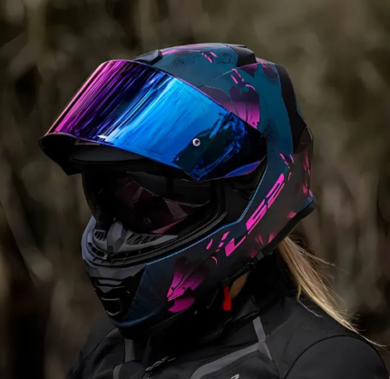 Capacete LS2 Storm FF800 Burst - Preto/Rosa Fosco (Com Viseira Solar)