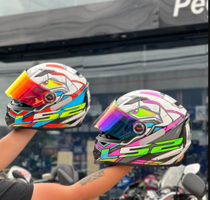 Combo Casal Capacete LS2 FF358 Xdron Rosa e Laranja Masculino e Feminino